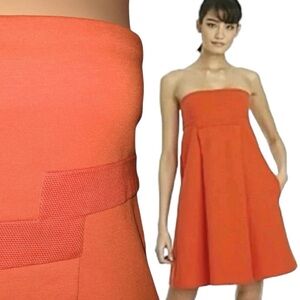 Diane Von Furstenberg Kacia Orange Bandeau Strapless Dress Size 6 🆕